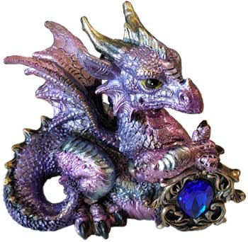 Pink / Purple Dragon with Stone 4in